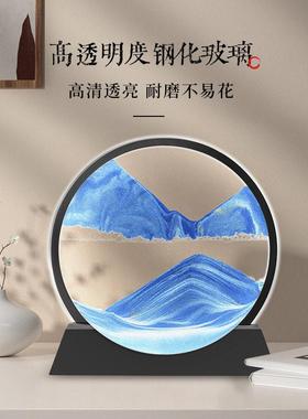 爆款3D流沙画小夜灯摆件新款轻奢发光动态沙漏灯立体解压台灯