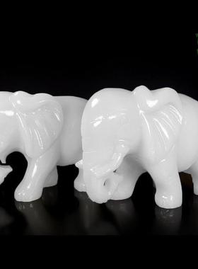 纯天然白色大理石大象饰品，吸水性大象一对，客厅，卫生间，浴室