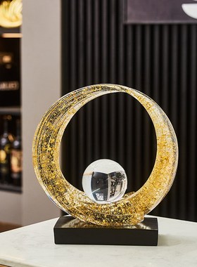 创意轻奢玄关财源滚滚办公室客厅电视柜酒柜装饰品摆件高级感