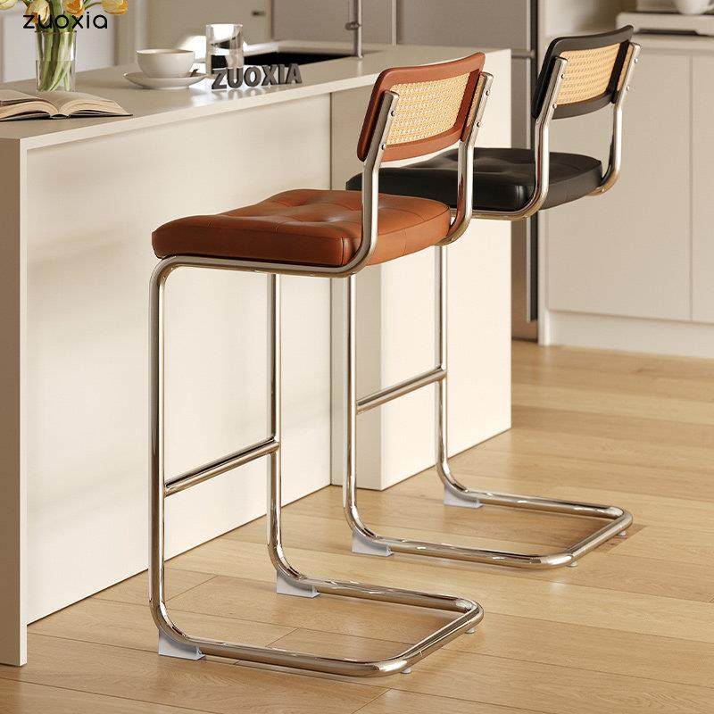 左下瓦西里吧椅北欧复古家用现代简约藤编吧台椅不锈钢靠背高脚椅,淘宝优惠券,粉丝福利购,淘宝优惠卷