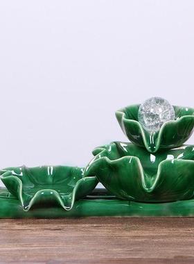 陶瓷鱼缸自动循环流水养鱼盆增氧过滤器室内喷泉瀑布装饰造景摆件