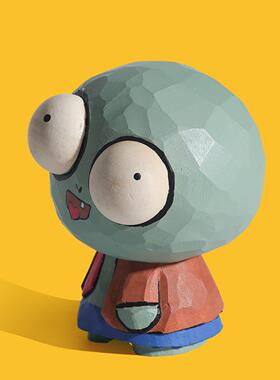 工位情绪稳定器！木雕僵尸摆件桌面车载可爱搞怪抽象手工礼物公仔