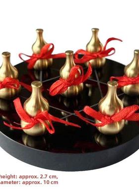 铜葫芦七星阵摆件实心空心葫芦黑曜石底盘七星阵床头客厅书桌开业