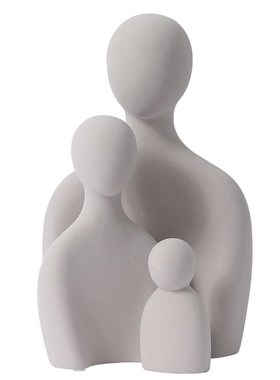 一家三口拥抱人物摆件桌面装饰摆C台客厅电视柜酒柜书房软装家居