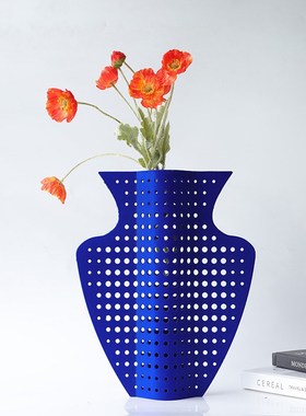 样板房售楼部镂空植绒彩色金属抽象花瓶I茶几飘窗台面设计师款摆