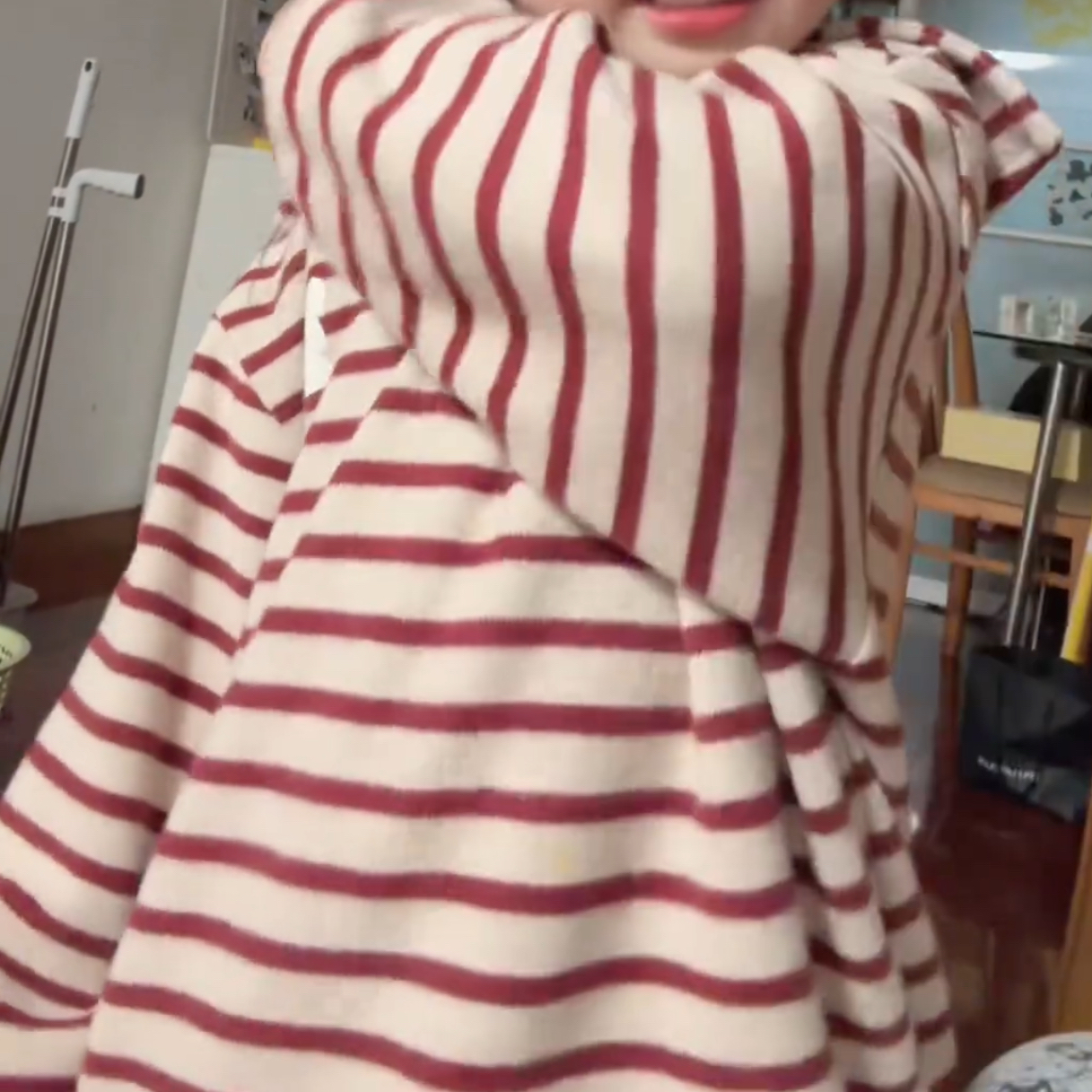 枣红色可爱套装秋季儿童卫衣男女童裤子洋气条纹海军领童装上衣 - 图0