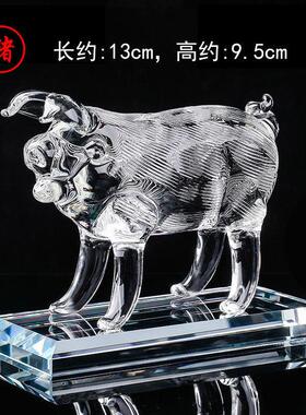 补正北方财位水晶猪摆件 水晶猪 天然水晶猪摆件客厅水晶小猪摆件