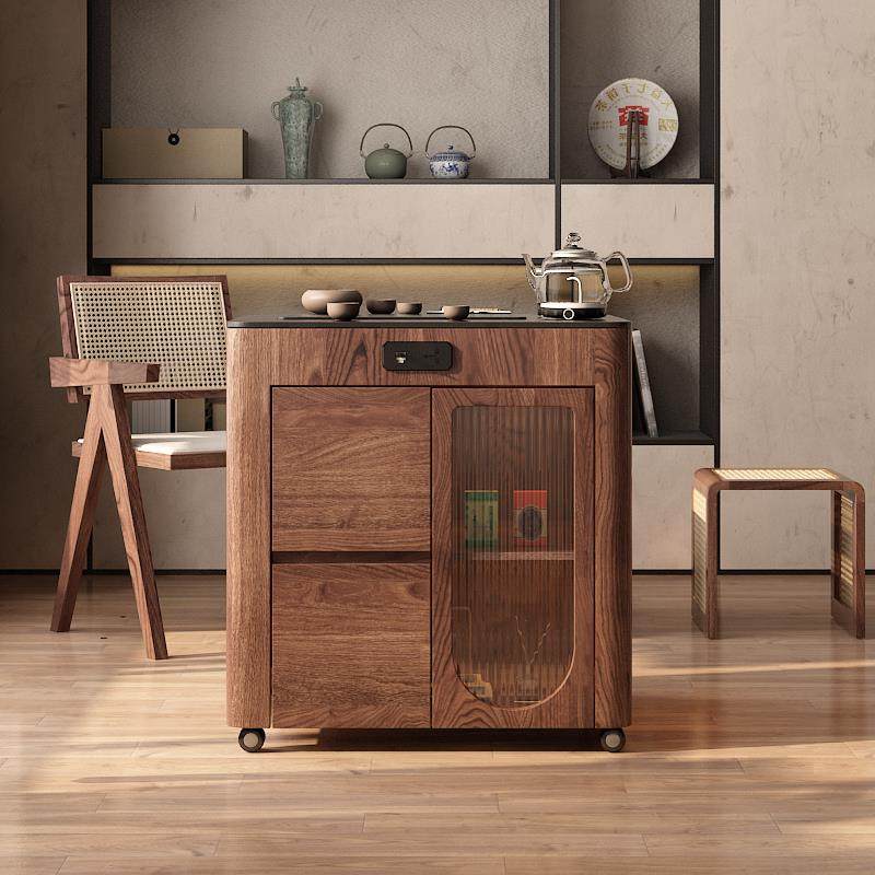 木伈居 茶语可伸缩实木阳台茶台茶车小户型家用可移动功夫茶几椅,淘宝优惠券,粉丝福利购,淘宝优惠卷