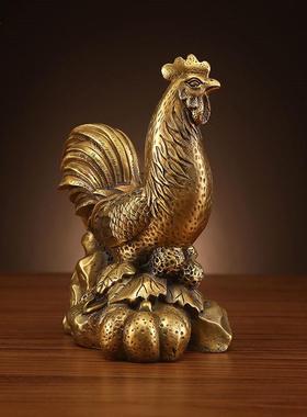 纯铜公鸡摆件铜鸡金鸡十二生肖鸡风水家居客厅玄关装饰办公室摆设