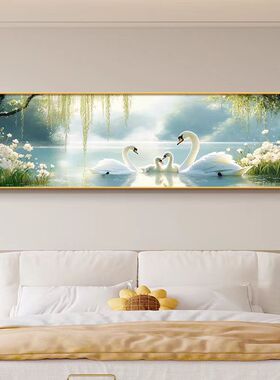 卧室床头装饰画2026新款天鹅温馨主卧房间挂画现代高级感主卧壁画