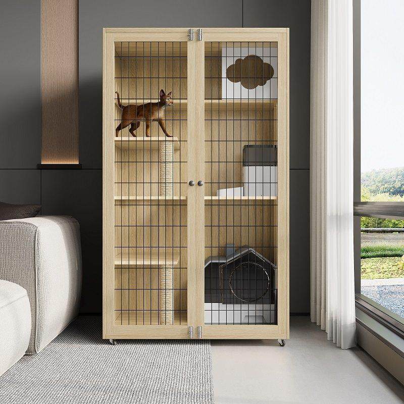 实木猫别墅猫笼子超大自由空间家用厕所一体猫柜阳台室内猫屋猫舍,淘宝优惠券,粉丝福利购,淘宝优惠卷