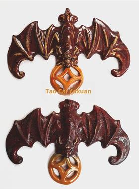 石湾陶瓷娃娃纯手工制作家庭阳台户外蝙蝠吉祥鼠挂钱装饰物墙上挂