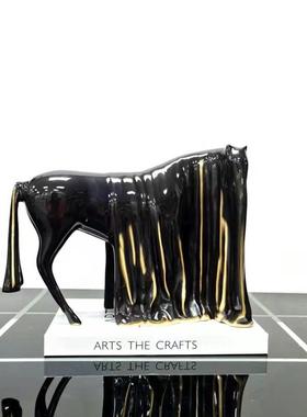 新中式现代软装售楼部装饰样板间书房客厅茶几金属马果盘组合摆件