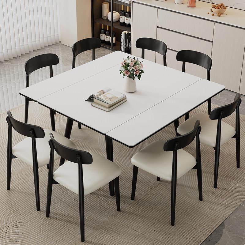 2025新款实木拉伸岩板餐桌椅简约小户型长方形可变方桌两用餐桌椅,淘宝优惠券,粉丝福利购,淘宝优惠卷