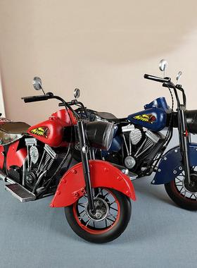 哈雷机车模型整体橱柜书桌车模摆设男生礼物手工覆古机车装饰品摆