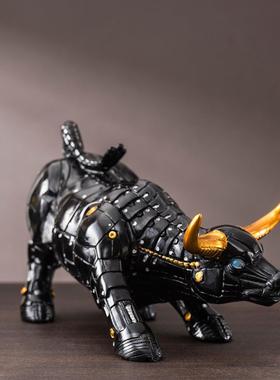 机械华尔街牛树脂潮流桌面摆件工艺品家居办公室牛气冲天装饰品