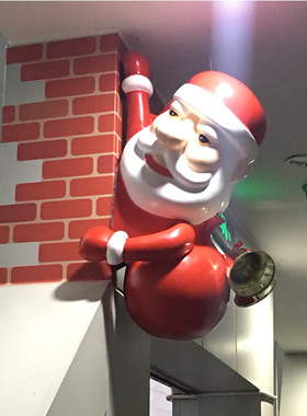 圣诞节主题美陈装饰雕塑 玻璃钢商场圣诞老人卡通公仔厂家
