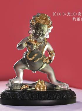 琉璃五路财神佛像招财摆件黄红白绿黑五姓财神密宗家居供奉佛堂