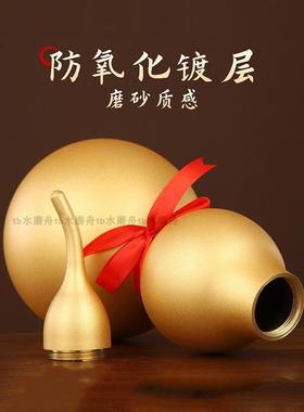 带底座38cm超大号纯黄铜葫芦开口空心净光面八卦家用挂饰吉祥摆件