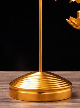 铝制佛前供花摆件金莲花复古寺庙用宝盖供具璎珞佛堂装饰