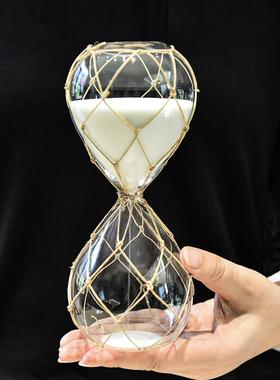 创意网兜沙漏30分钟摆件家居装饰品办公室桌面麻绳沙漏装饰品礼物