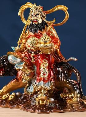 赵公明神像彩绘武财神赵公明骑虎财神家用店铺财神爷供奉招财摆件