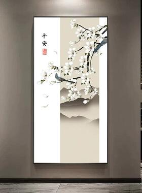 新中式花鸟玄关装饰画中国风水墨山水画走廊过道墙面装饰壁画挂画