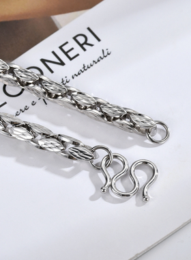 铂金四方卡地项链男PT950白金霸气粗老板链车花素金大气蛇形颈链