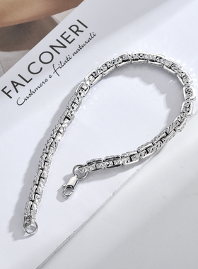 同款十字手链男士款白金质感高级感霸气粗手饰镀铂金密卡链不掉色