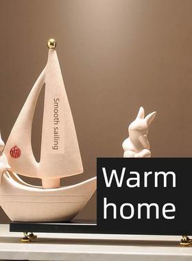 一帆风顺帆船摆件新中式暖居玄关电视柜展示柜装饰品乔迁搬家礼物