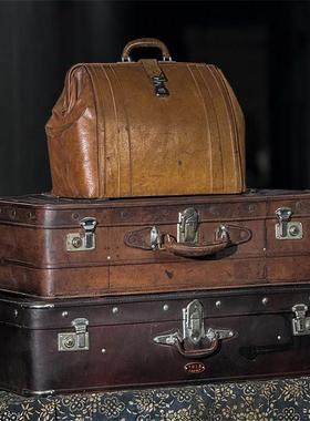 老皮箱旧物件上海老suitcase装饰摆设覆古道具服装实物立即发货