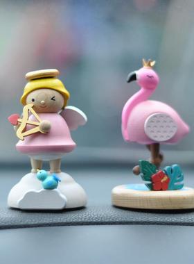 jeancard车载摇头摆件中控台装饰兔子熊猫布丁狗可爱木质弹簧公仔