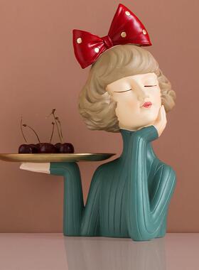 北欧ins轻奢风装饰创意家居客厅玄关放钥匙托盘陈列超市美陈摆件