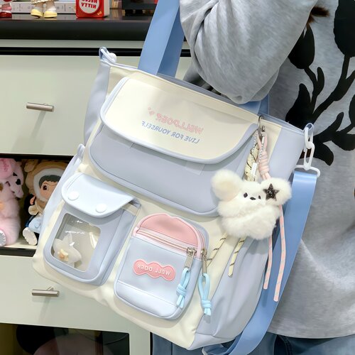 学生的斜挎包女生书包女孩手提提包补习补课袋小学生紫色小挎包女 - 图2