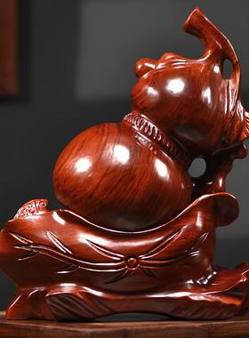 实木雕刻如意葫芦摆件招财镇宅福禄家居客厅桌面酒柜乔迁新居礼品