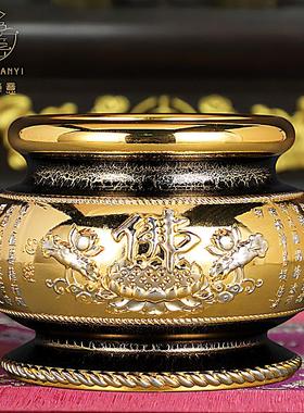鎏金佛具套装纯铜供佛用品家用全套敬神佛前香炉供水杯供盘供佛灯