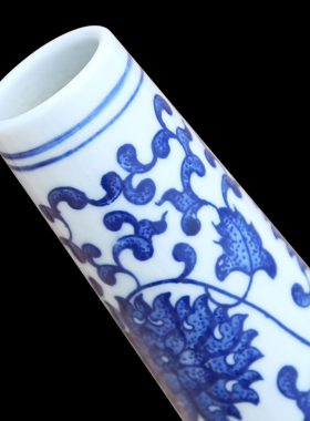 景德镇陶瓷器仿古青花瓷缠枝莲纹胆瓶客厅办公室装饰品客厅摆件