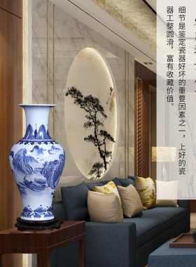 景德镇陶瓷花瓶青花瓷中式客厅电视柜插花水养富贵竹插花摆件装饰