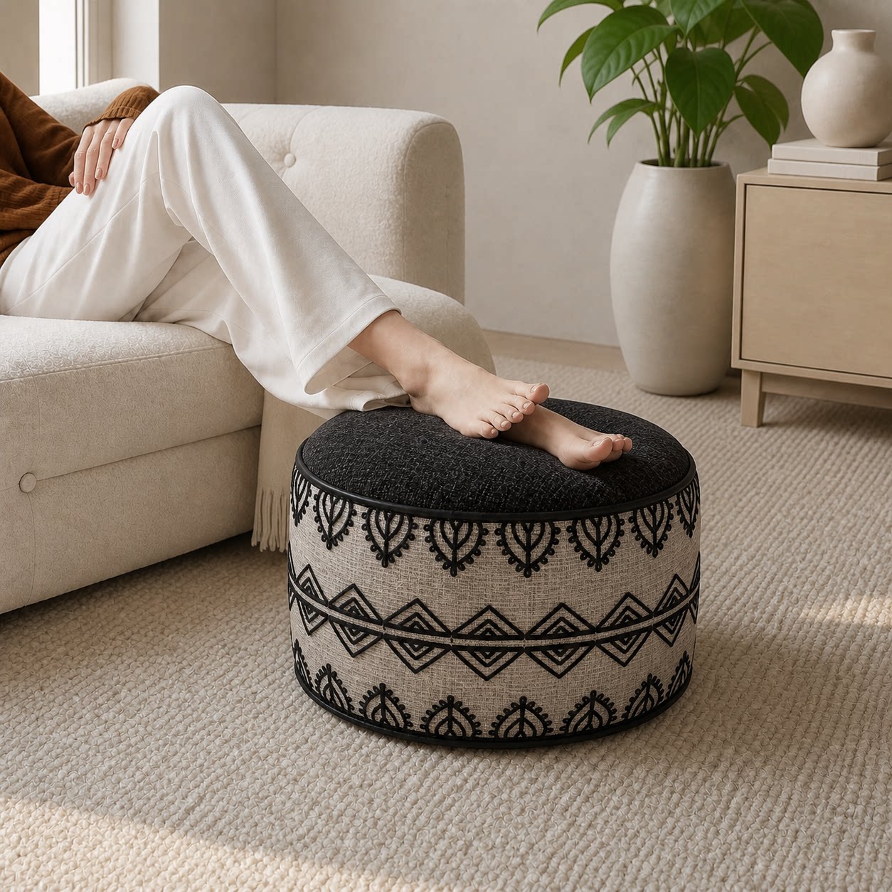 2026 New Moroccan Style Futon Pouf Living Room Bedroom Bay Window Footstool Tatami Floor Cushion Removable and Washable