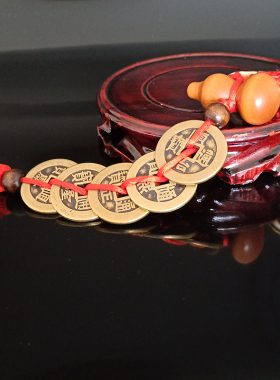 五帝钱真品铜钱加厚纯铜过门石门对门古币随身携带六帝钱葫芦挂件