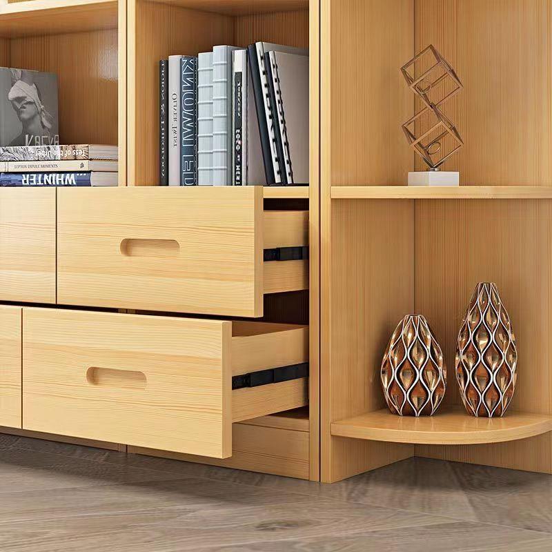 All solid wood bookshelf bookcase storage rack floor-standing children's display rack storage rack with door free combination pine cabinet