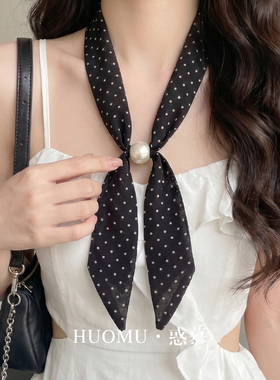 春夏系波点丝巾系脖女款高级感