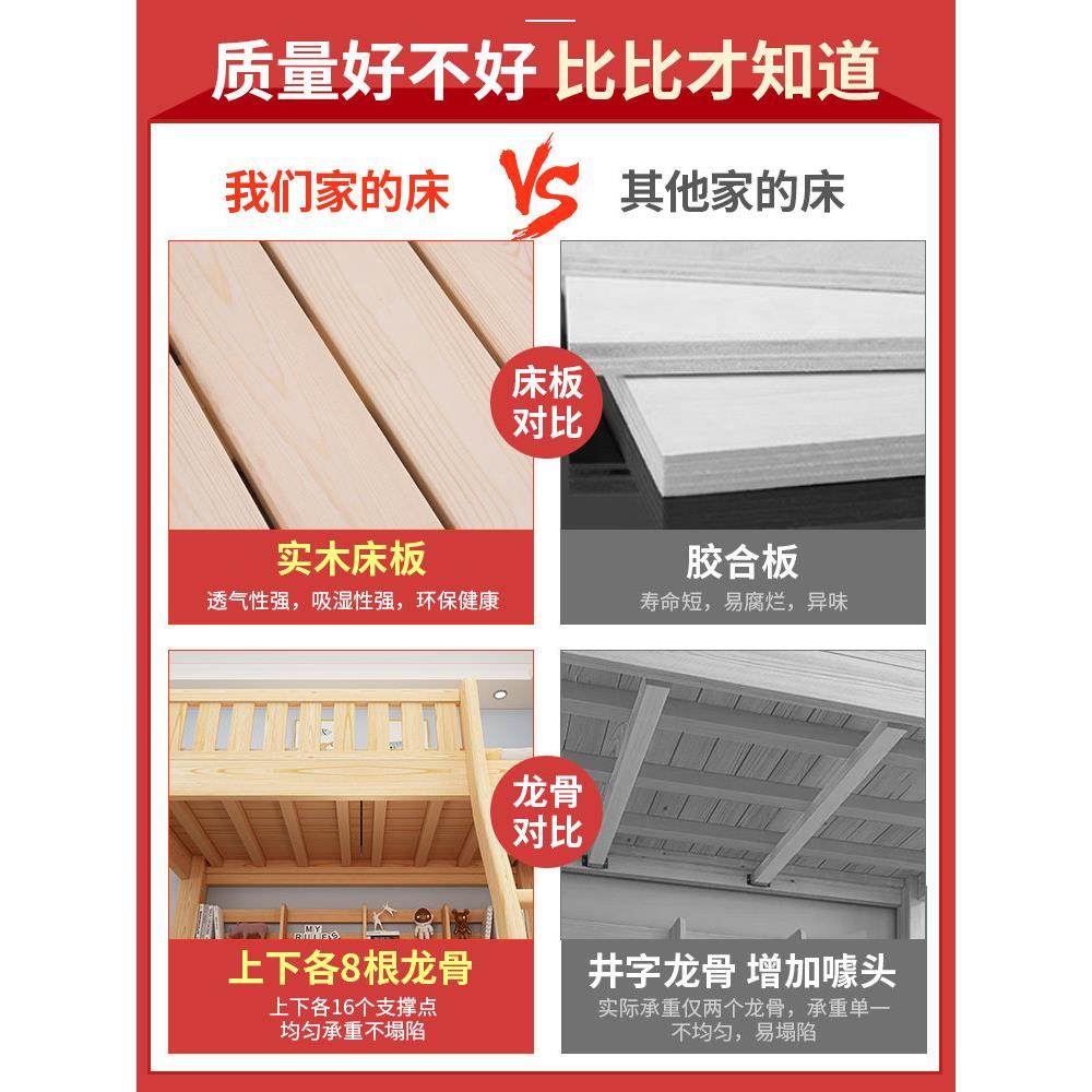 上下床双层床多功能全实木高低床儿童床上下铺子母床大人两层木床,淘宝优惠券,粉丝福利购,淘宝优惠卷