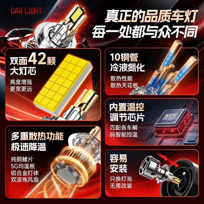 大运N8E祥龙N6风驰N8V小卡V9祺运N8H奥普力N9H灯泡led大灯远近光 - 图1