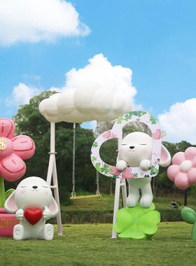 户外卡通兔子雕塑景区打卡商业街美陈道具场景布置网红装饰大摆件