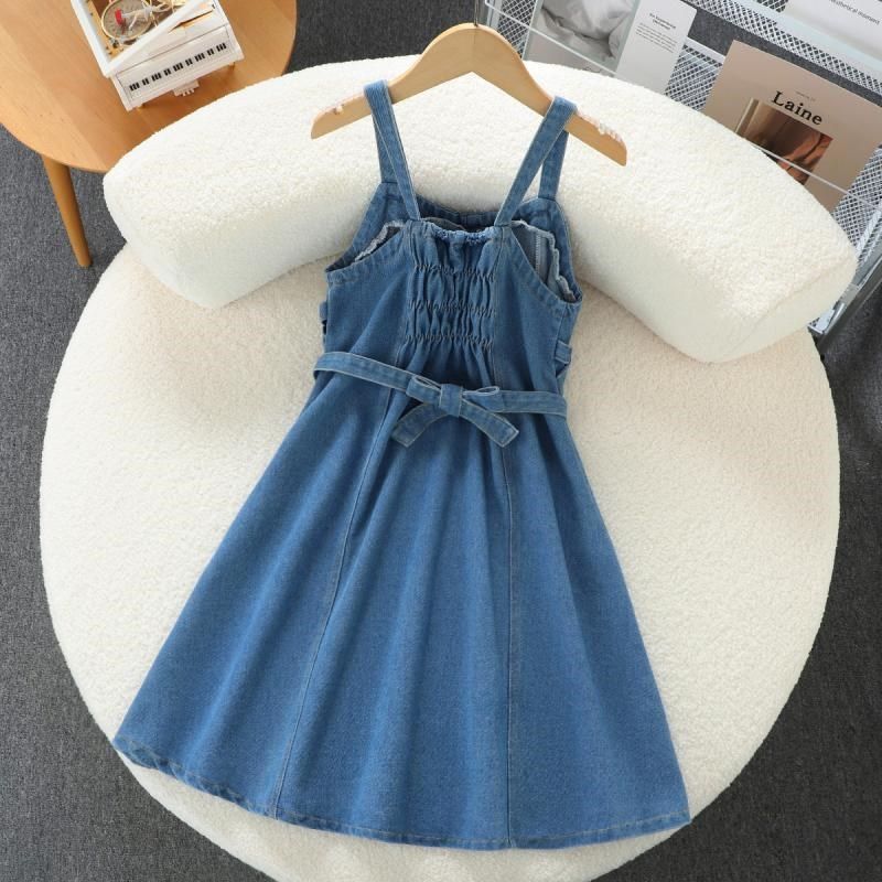 女童春秋裙子套装2024秋季洋气童装两件套中大童牛仔连衣裙背带裙,淘宝优惠券,粉丝福利购,淘宝优惠卷