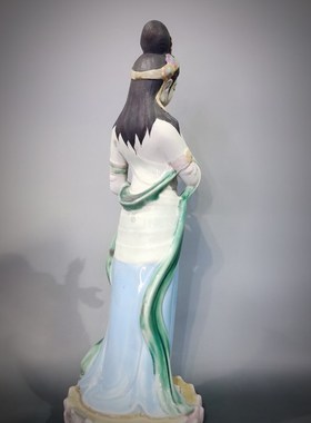 石湾陶瓷精品公仔观音娘娘佛像新中式客厅玄关盆景搭配装饰