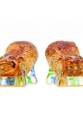 琉璃生肖猪招财动物可爱装饰品定制生日礼物礼品工艺品小摆件酒柜