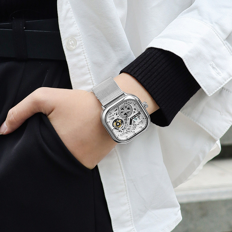 fidodido七喜小子手表男款2025新款学生方形镂空潮流学生防水腕表