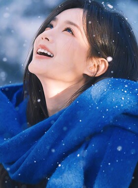 李一桐同款克莱因蓝围巾女款冬季2025新款秋冬氛围感蓝色羊绒围脖
